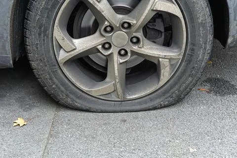 Flat tire car Stock Photos