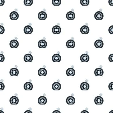 Flat tire car wheel breaking down seamless pattern イラスト素材