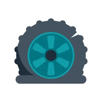 Flat tire on car wheel causing breakdown Stock Illustration
