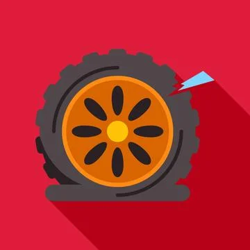 Flat tire causing car breakdown and repair problem Illustrazione stock
