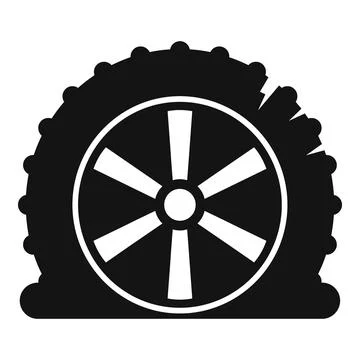Flat tire causing car breakdown problem icon Stock Illustration
