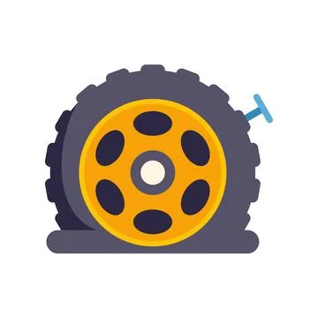 Flat tire causing car breakdown and need roadside assistance Illustrazione stock