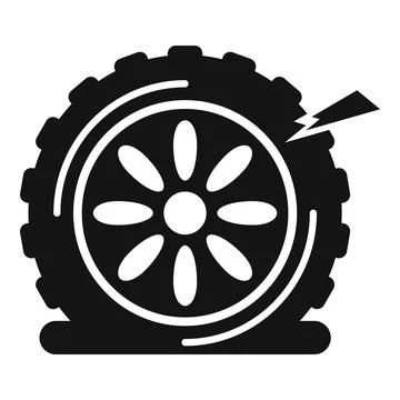 Flat tire causing car trouble emergency concept Illustrazione stock