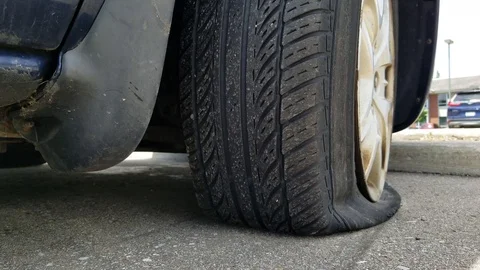Flat Tire Stock Footage 90867690