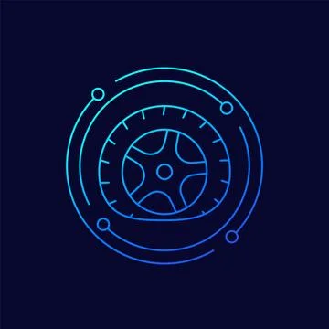Flat tire icon, linear design Stock Illustration