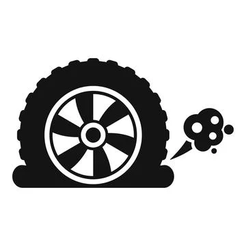 Flat tire losing air concept vector icon Illustrazione stock