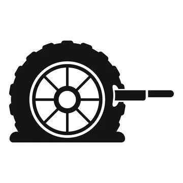 Flat tire with object puncturing wheel icon Stock Illustration