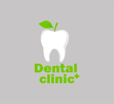 Flat tooth and leaf logo - stylish vector template for dentistry logo Stock Illustration