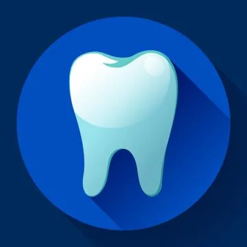 Flat tooth Icon Vector with long shadow. Dentist symbol. Suit for app and UI 스톡 일러스트