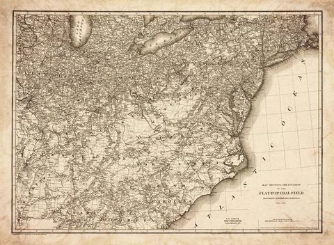 Flat Top Coal Field And Present And Proposed Railroads 1883 Map Stock Illustration