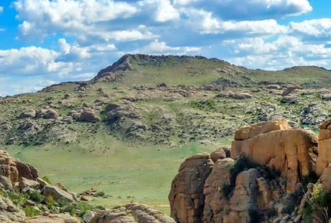 Flat Top Mountain in Mongolia Panorama Stock Photos