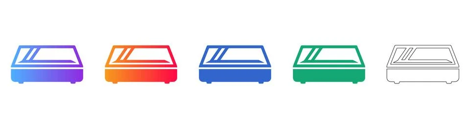 Flat Top Refrigerated Display Case Icon Set 库存插图