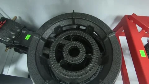 Flat-top view of burner stove top Stock Footage 339597937