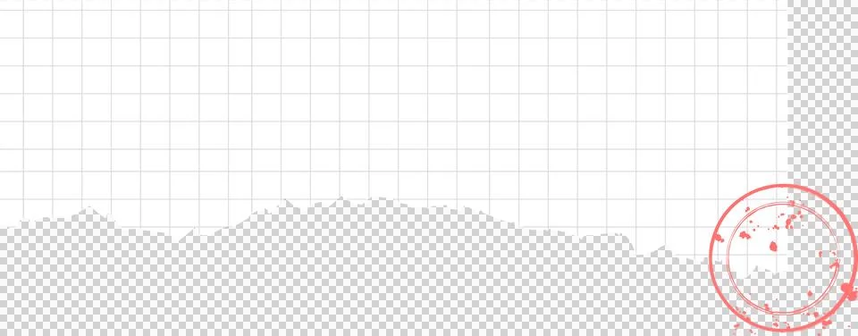 Flat torn graph paper sheet is showing jagged edge with red stamp imprint on 库存插图