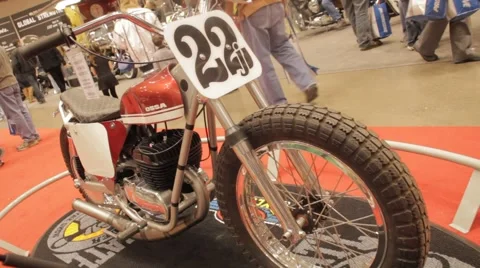 Flat Track Bike on Display- HD Slider Shot with Motion 스톡 동영상 41933349