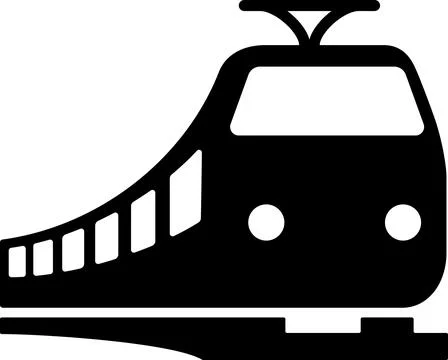 Flat train icon as sign for web page design of journey transport Stock Photos