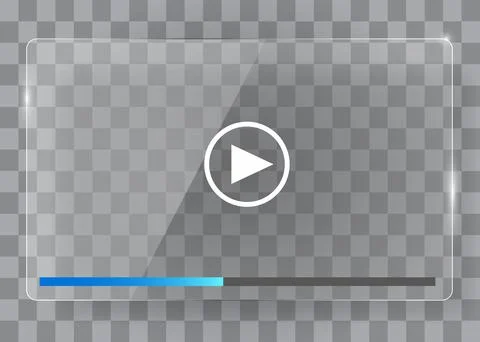 Flat transparent glass video player template for web and mobile apps. Stock Illustration