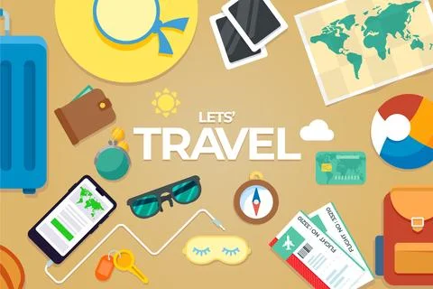Flat travel background Stock Illustration