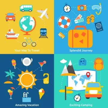 Flat travel concepts Stockillustratie