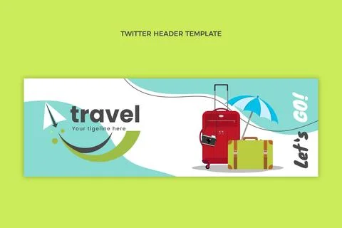 Flat travel twitter header template Stock Illustration