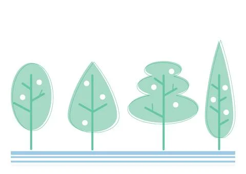 Flat tree cartoon Stock Illustration