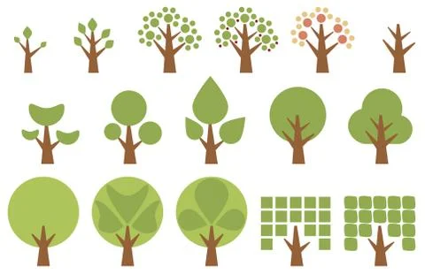Flat Tree Collection Stock Illustration