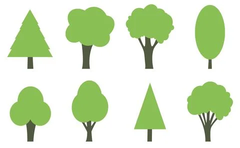 Flat tree forest organic shape icons Stock-Illustration