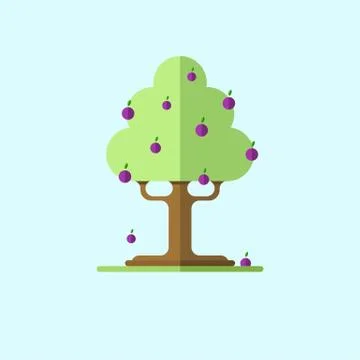 Flat tree with the fruits Stock Illustration