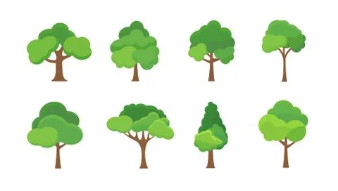 Flat tree icon illustration. Trees forest simple plant silhouette icon. Nature Stock Illustration