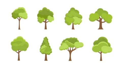 Flat tree icon illustration. Trees forest simple plant silhouette icon. Nature Stock Illustration