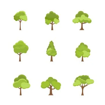 Flat tree icon illustration. Trees forest simple plant silhouette icon. Nature Stock Illustration