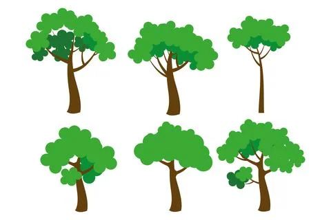 Flat tree icon illustration. Trees forest simple plant silhouette icon. Stock Illustration