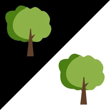Flat tree icon vector illustration, Green tree icon. flat color design Stock Illustration