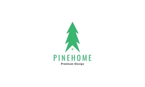 Flat tree pine with home logo symbol vector icon illustration graphic design Stock Illustration