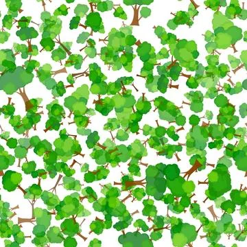 Flat tree silhouette colored isolated on white background. seamless pattern.  Stock Illustration