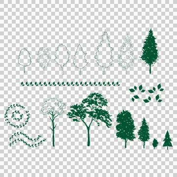 Flat trees set, Trees Plan Set, nature, forest Stock Illustration