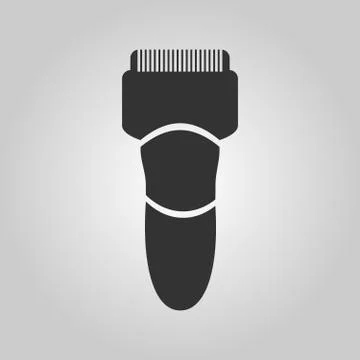 Flat trendy dark icon with electric man shaver isolated from gray background. Stock Illustration