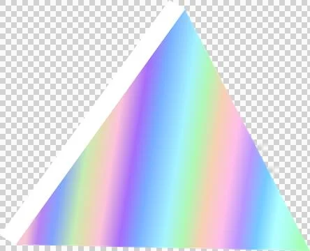 Flat triangle is floating over transparent background showing pastel rainbow Stock Illustration
