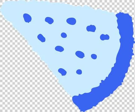 Flat triangular chip is floating with pale blue fill navy spots, bold edge on Stock Illustration