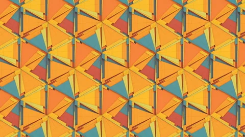 Flat triangular shapes abstract pattern. 3d render loop animation background. 4K Stock Footage 129395808