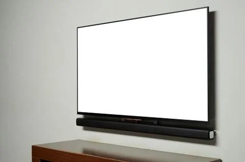 Flat tv hang on wall Stock Photos