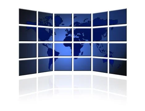 Flat tv screen with world map Stock Illustration