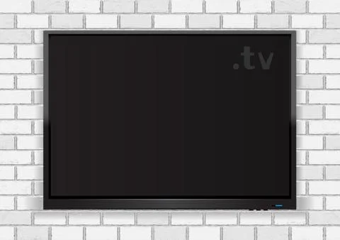 Flat TV on white walll Stock Illustration