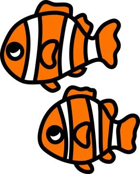 Flat two orange fish on a white background Stock Illustration