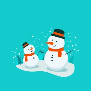 Flat two snowmans Stock Illustration