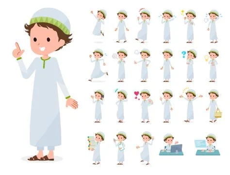 Flat type Arab boy emotion Stock Illustration