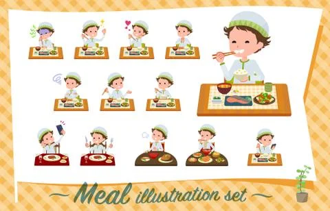 Flat type Arab boy Meal Stock Illustration
