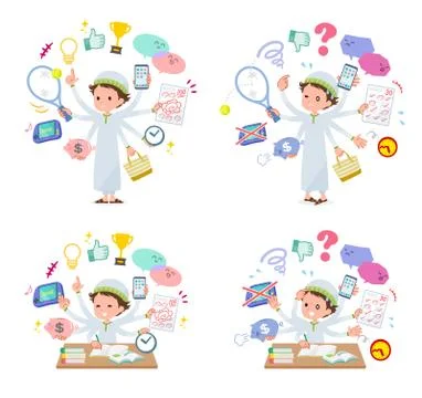 Flat type Arab boy mulch task Ilustración de archivo