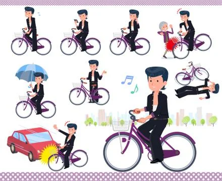 Flat type Bad student boy city cycle Stock-Illustration