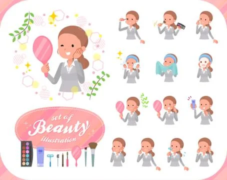 Flat type Behind knot hair women beauty Stock Illustration